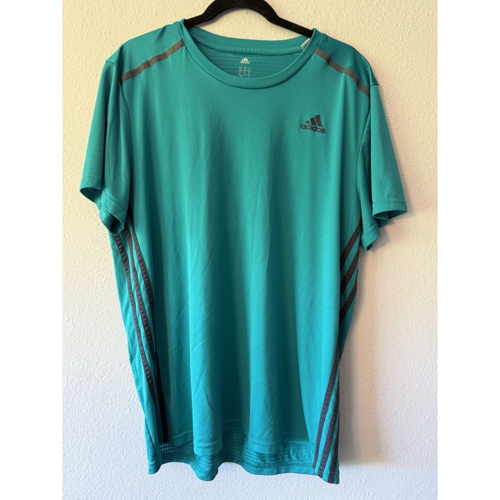 Adidas Climacool Mens GREEN W/ CHARCOAL XL Short Sleeve Running Mesh